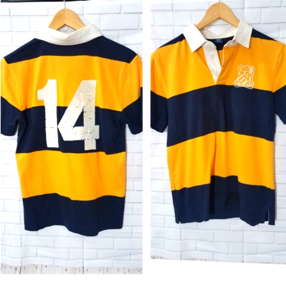 Gap Boys Yellow and Navy Striped Collared Shirt - Picture 1 of 9